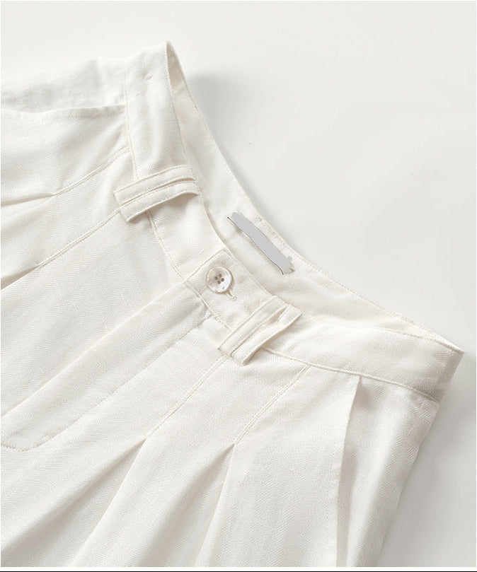 High-Waisted Draped Straight-Leg Trousers