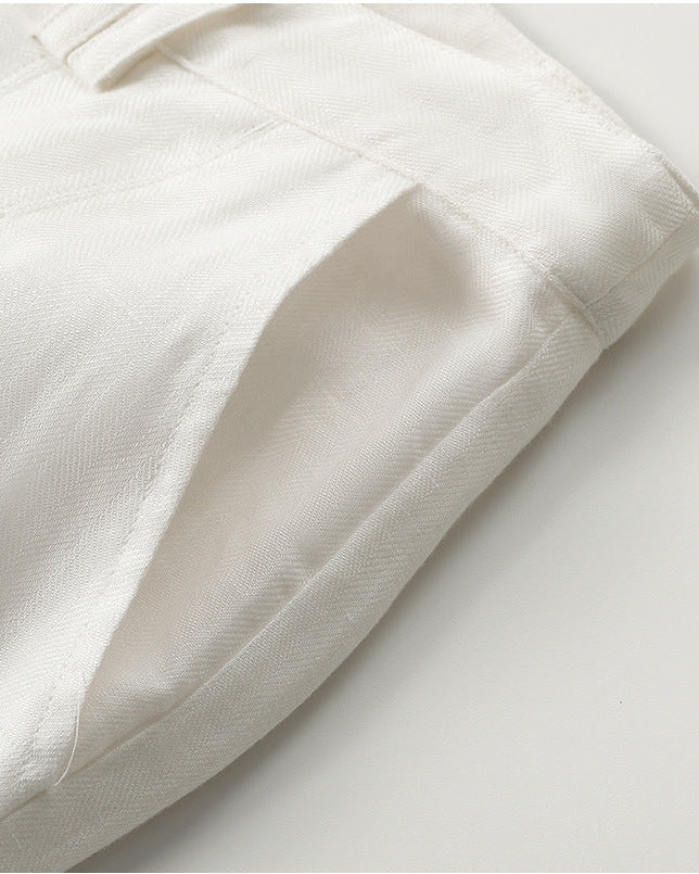 High-Waisted Draped Straight-Leg Trousers