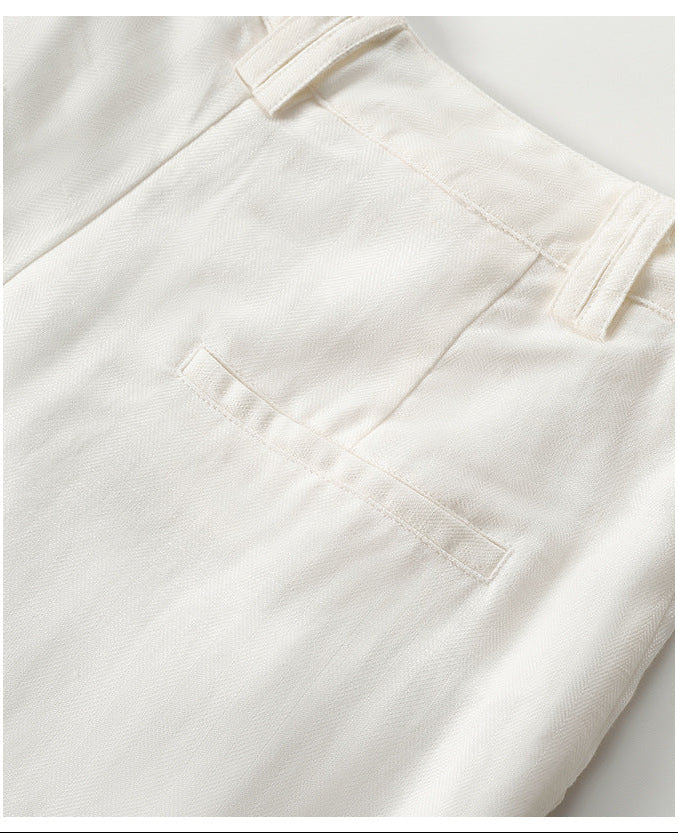 High-Waisted Draped Straight-Leg Trousers