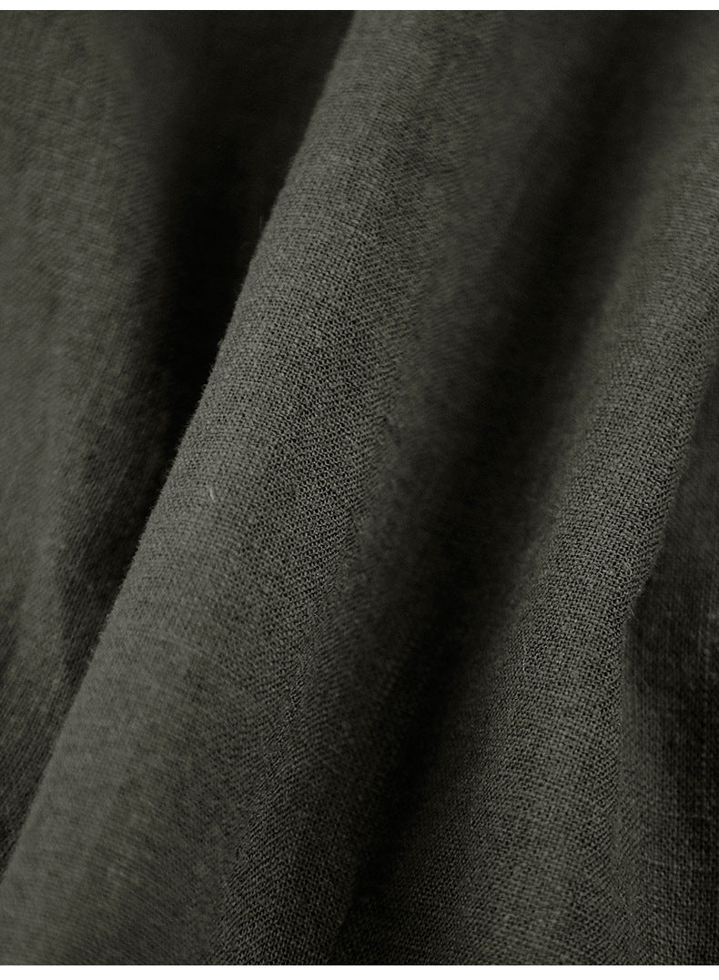 High Waist Linen-Blend Ankle Pants